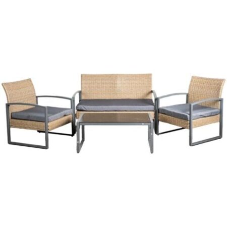 set da giardino eurogarden "iris" miele 4 sedute e tavolino