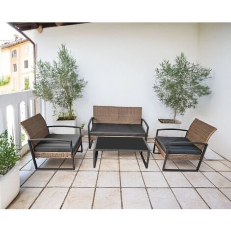 set da giardino eurogarden "iris" miele 4 sedute e tavolino