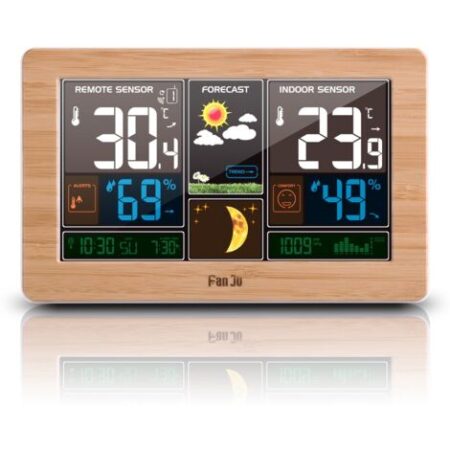 Fanju FJ3378 Stazione meteorologica con sveglia e misuratore di temperatura/umidità/barometro/sveglia/fasi lunari