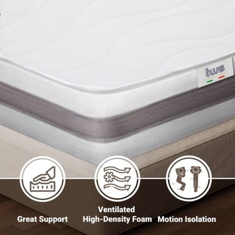 Materasso 130 x 190 Molle Insacchettate e Memory  Altezza 20 cm  Medio Rigido, Automodellante, Ortopedico  Rivestimento Anallergico e Traspirante