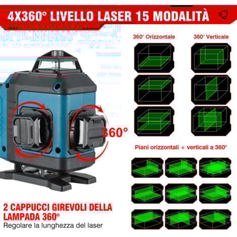Livelle Laser 4D 16 Linee Campo di Livellamento Automatico: ±4°con 2 Batterie