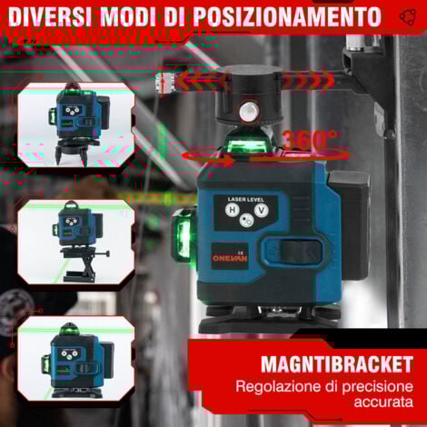 Livelle Laser 4D 16 Linee Campo di Livellamento Automatico: ±4°con 2 Batterie