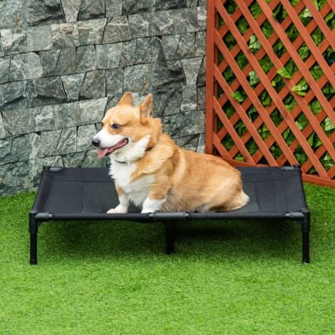 PawHut Brandina per Cani Grandi in Metallo e Tessuto a Rete Traspirante Nero