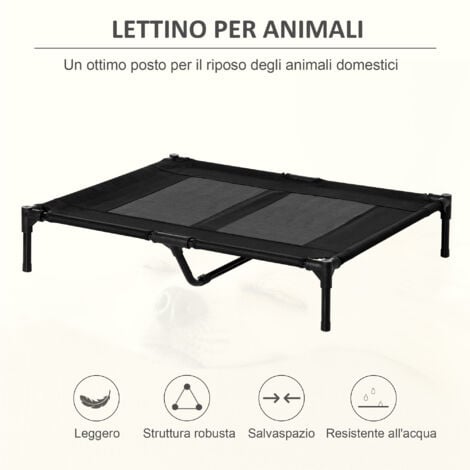 PawHut Brandina per Cani Grandi in Metallo e Tessuto a Rete Traspirante Nero