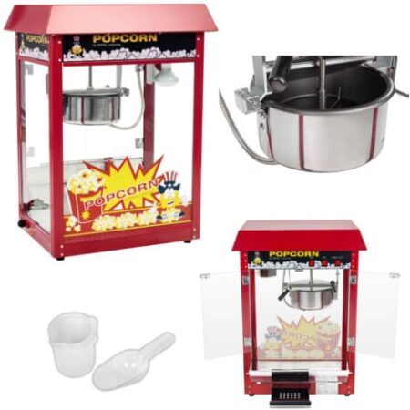 Macchina per popcorn da bar con tetto rosso