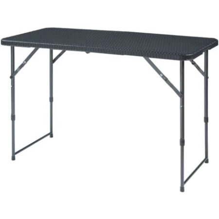 Tavolo da Picnic Adelfia Pieghevole - Nero Effetto Rattan [en.casa]