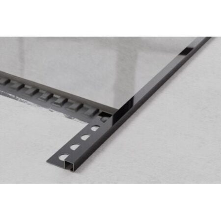 Profilo decorativo QS in acciaio inossidabile per piastrelle 1cm x 244cm - Nero lucido