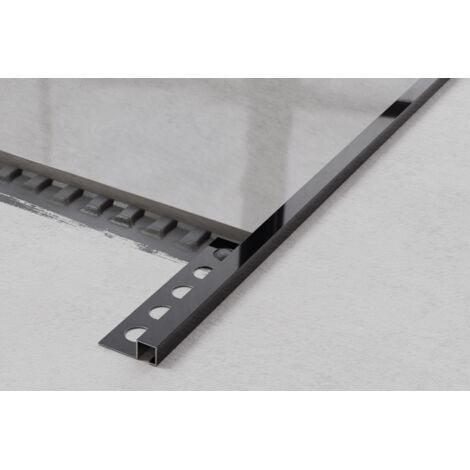 Profilo decorativo QS in acciaio inossidabile per piastrelle 1cm x 244cm - Nero lucido