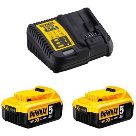 Batteria agli ioni di litio DeWalt XR 2 pezzi da 5,0 Ah, 18 V con caricatore caricabatteria DCB115 DCB184