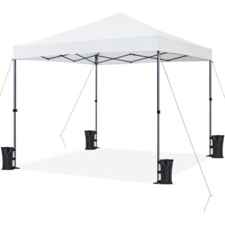Yaheetech Gazebo Richiudibile Pieghevole Impermeabile 3x3 m in PVC Gazebo Pop Up Altezza Regolabile Tessuto Oxford Adatto per Terrazza Fiera Feste Giardino Mercato Campeggio Bar Pub Bianco