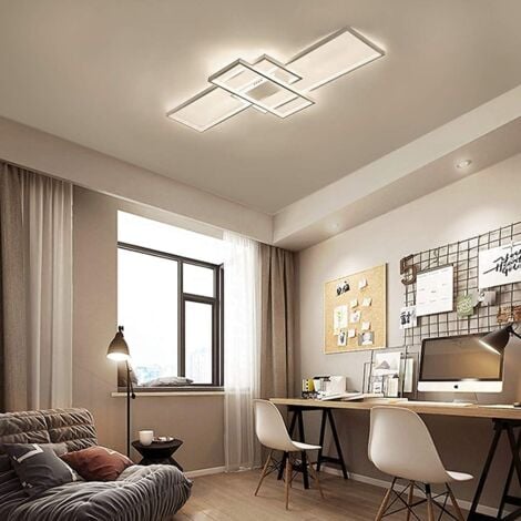 Ganeed Plafoniera Lampadario LED Dimmerabile con Telecomando, Moderna Lampada Da Soffitto Quadrata A 3 Strati 50W Acrilico Montaggio A Incasso Plafoniere per Sala da Pranzo Soggiorno Cucina Ufficio