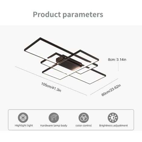 Ganeed Dimmerabile luce di Soffitto, 3-Rettangolo Soffitto LED Moderne Lampade con Telecomando, 68W acrilico Montaggio a Filo della luce di Soffitto del Lampadario a Bracci per Camera da letto Cucina