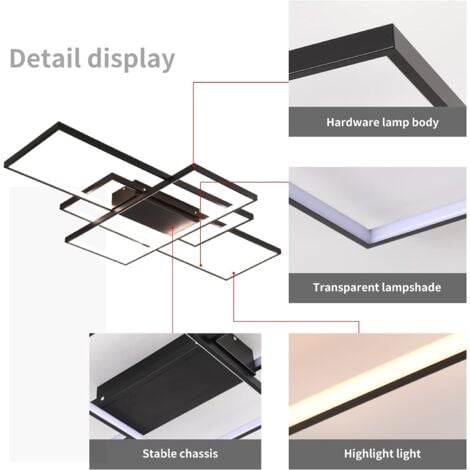 Ganeed Dimmerabile luce di Soffitto, 3-Rettangolo Soffitto LED Moderne Lampade con Telecomando, 68W acrilico Montaggio a Filo della luce di Soffitto del Lampadario a Bracci per Camera da letto Cucina