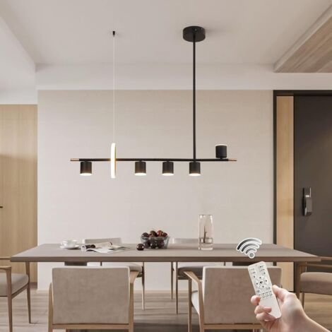 Ganeed Moderne schwarze Pendelleuchte, dimmbare LED-Pendelleuchte zum Aufhängen mit Strahlern, 101,6 cm moderner LED-Kronleuchter, Kücheninsel, für Tisch, Esszimmer, Bar (40 W, 6-Licht, mattschwarz)