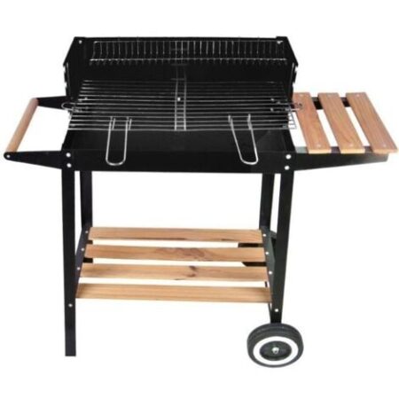 BARBECUE RETTANGOLARE NERO A CARBONE MULTIFUNZIONE
