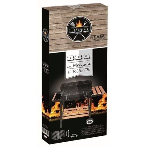 BARBECUE RETTANGOLARE NERO A CARBONE MULTIFUNZIONE