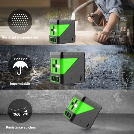 Livella Laser a croce verde, SDLOGAL linea laser Autolivellante, con base, linea trasversale/orizzontale/verticale, 20 m, per interni ed esterni (batteria non inclusa)