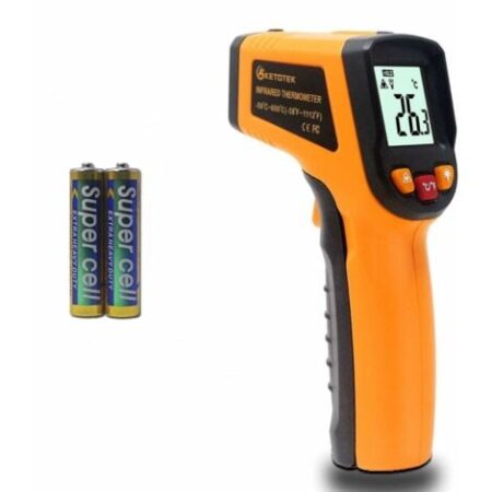 Ulisem Termometro Laser a Infrarossi Pistola Termometro Digitale -50-600°C Puntatore Laser Pistola per Alimenti Registratore di Grado Professionale 2×AAA Incluso (Giallo)
