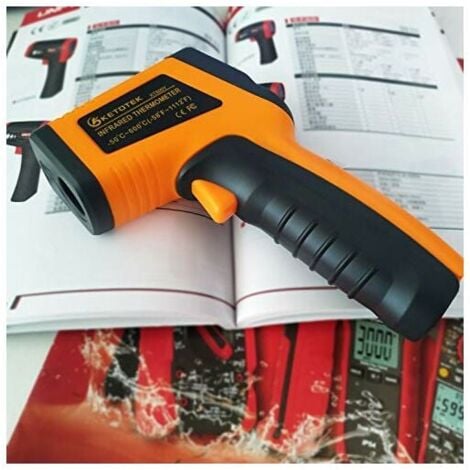 Ulisem Termometro Laser a Infrarossi Pistola Termometro Digitale -50-600°C Puntatore Laser Pistola per Alimenti Registratore di Grado Professionale 2×AAA Incluso (Giallo)