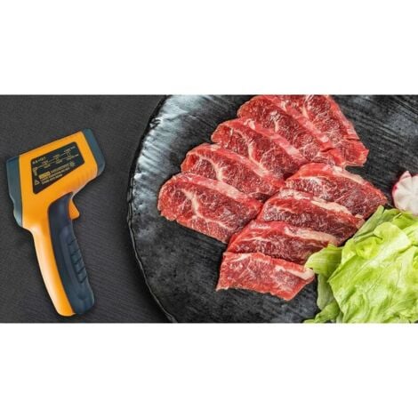 Ulisem Termometro Laser a Infrarossi Pistola Termometro Digitale -50-600°C Puntatore Laser Pistola per Alimenti Registratore di Grado Professionale 2×AAA Incluso (Giallo)