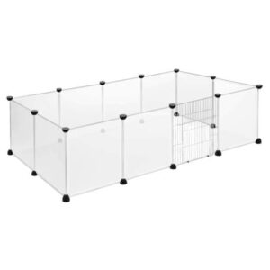 Recinto da esterno 12 pezzi box 145x75x48 cm box per cuccioli box bianco per piccoli animali 35×45 cm per pezzo recinto da esterno fai da te espandibile con porta NAIZY