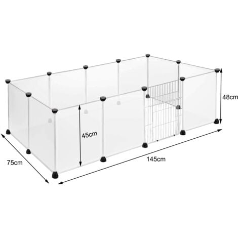 Recinto da esterno 12 pezzi box 145x75x48 cm box per cuccioli box bianco per piccoli animali 35x45 cm per pezzo recinto da esterno fai da te espandibile con porta NAIZY