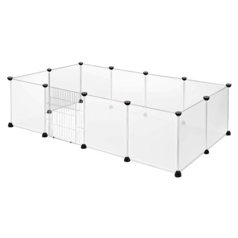 Recinto da esterno 12 pezzi box 145x75x48 cm box per cuccioli box bianco per piccoli animali 35x45 cm per pezzo recinto da esterno fai da te espandibile con porta NAIZY
