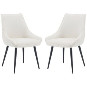 Set di 2 Sedie da Pranzo Moderne Sedie da Cucina in Tessuto Sedia Sala da Pranzo con Gambe in Metallo per Soggiorno, Bianco