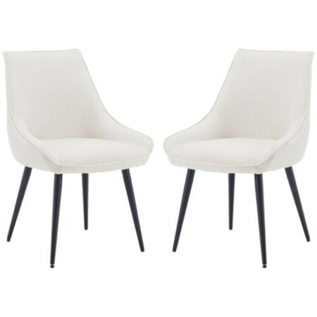 Set di 2 Sedie da Pranzo Moderne Sedie da Cucina in Tessuto Sedia Sala da Pranzo con Gambe in Metallo per Soggiorno, Bianco