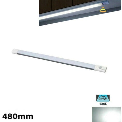 BARRA A LED CUCINA LUCE FREDDA SENSORE MOVIMENTO SOTTO PENSILE RICARICABILE 48CM