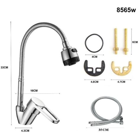 RUBINETTO MISCELATORE CROMATO CASA CUCINA LAVABO LAVANDINO KIT MONTAGGIO 8565W