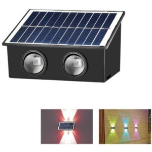 APPLIQUE LAMPADA 4 LED MURO PARETE SOLARE IP65 RGB GIARDINO TE-B0573