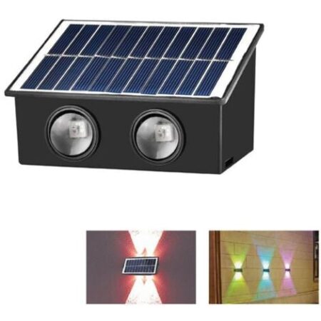 APPLIQUE LAMPADA 4 LED MURO PARETE SOLARE IP65 RGB GIARDINO TE-B0573