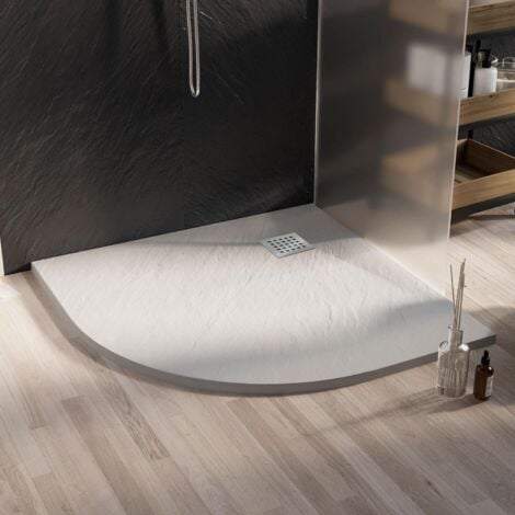 Piatto doccia bianco effetto pietra mod. Blend 90x90 cm semicircolare