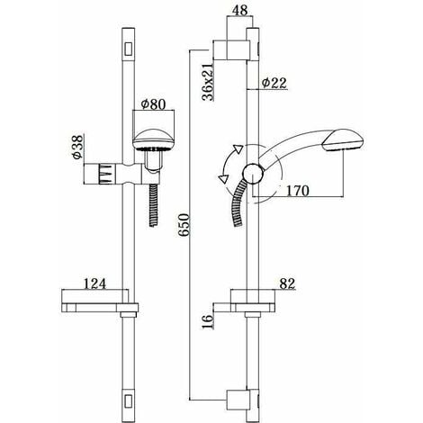 Saliscendi in ottone con doccia in ABS cromo Paffoni Trieste ZSAL112  Cromo