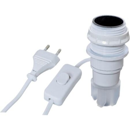 Tibelec 859110 - Adattatore da bottiglia E14, con interruttore e spina, colore: bianco