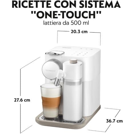 Nespresso Gran Lattissima De'Longhi EN640.W Macchina da caffè, Sistema Capsule Nespresso, Pannello Intuitivo, Spegnimento Automatico, Serbatoio 1,3L, Risparmio Energetico, Potenza 1400 W, Bianco
