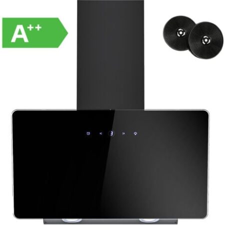 FIREGAS Cappa aspirante 60 cm, cappa aspirante con controllo touch, LED, motore senza spazzole, a basso rumore, potente cappa inclinata, efficienza A++ [Classe di efficienza energetica A++]