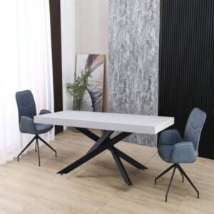 Tavolo allungabile con piano colore bianco e base nera 160×90 cm – Belinda