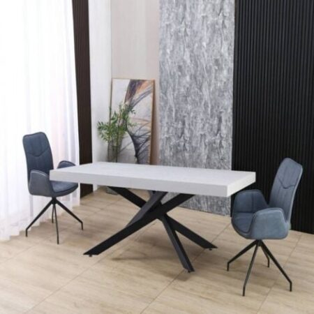 Tavolo allungabile con piano colore bianco e base nera 160x90 cm - Belinda