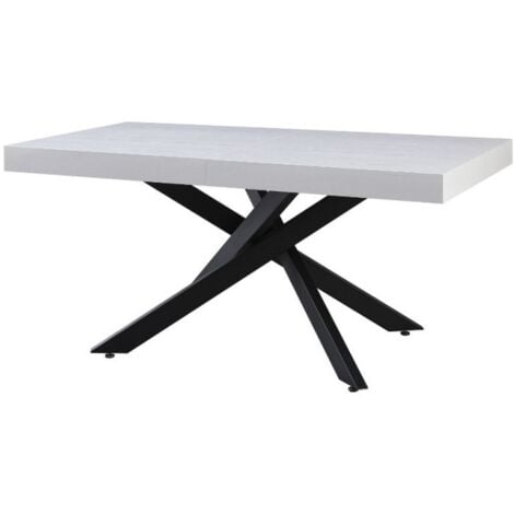 Tavolo allungabile con piano colore bianco e base nera 160x90 cm - Belinda