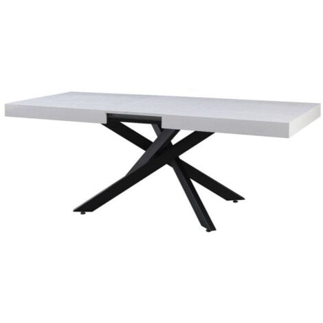 Tavolo allungabile con piano colore bianco e base nera 160x90 cm - Belinda
