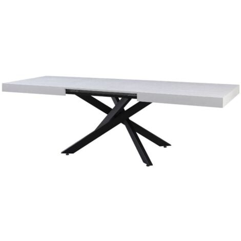 Tavolo allungabile con piano colore bianco e base nera 160x90 cm - Belinda