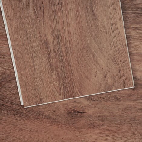 VEVOR Piastrelle per Pavimenti in Vinile a Incastro 1220 x 185 mm 10 Pezzi Spessore 5,5 mm Pavimento con Venature del Legno Marrone Scuro per Cucina, Camere da Letto, Bagni, Facile per Decorare Casa
