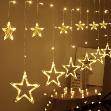 Tenda luminosa da 3 m, stella, luce bianca calda, ghirlanda, finestra, Natale, interni, USB, LED, decorazione natalizia, luminoso giardino camera da letto