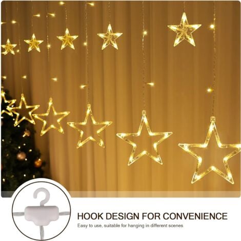 Tenda luminosa da 3 m, stella, luce bianca calda, ghirlanda, finestra, Natale, interni, USB, LED, decorazione natalizia, luminoso giardino camera da letto