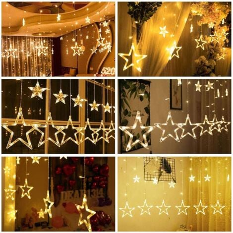 Tenda luminosa da 3 m, stella, luce bianca calda, ghirlanda, finestra, Natale, interni, USB, LED, decorazione natalizia, luminoso giardino camera da letto