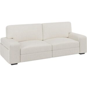Yaheetech Divano a 2 Posti in Velluto Divanetto Imbottito con Braccioli e Schienale Sofa con Tasche Portaoggetti Laterali per Salotto Soggiorno 212 × 81 × 83 cm Avorio