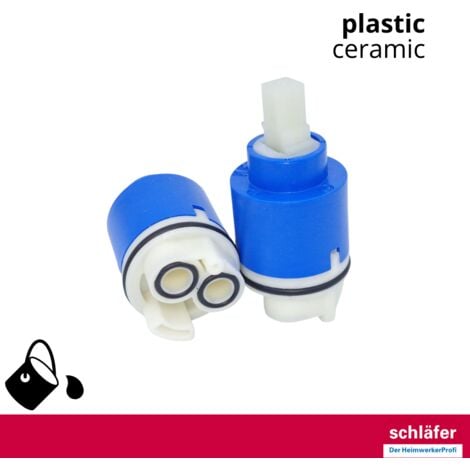 Schläfer 480063  Cartuccia Rubinetto Miscelatore 40mm, Cartuccia di Ricambio Universale in Ceramica con 2 Piedini, Per Rubinetti Miscelatori Monocomando di Cucina, Bagno, Doccia e Vasca