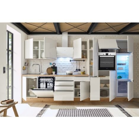 Cucina Blocco Cucina Blocco Cucina Marleen Premium 370 cm Bianco Artigianale Rovere Respecta
